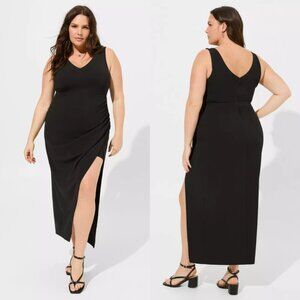 NWT Torrid Black Maxi Stretch Crepe V-Neck Column Dress 20